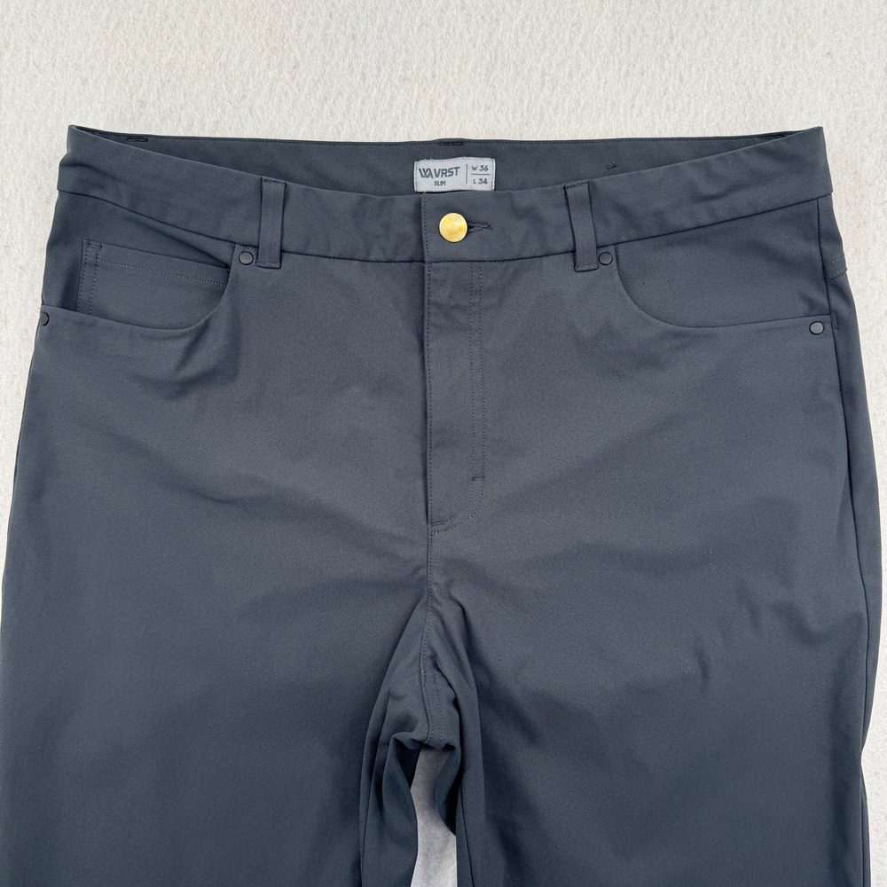 VRST Limitless Slim Fit 5-Pocket Commuter Pant Men 36x34 (36x32) Gray Athleisure